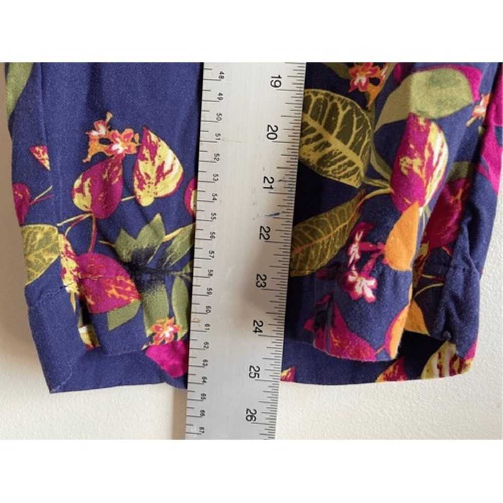 J2 J. Jill Womens Navy Blue Tropical Floral Smocked Wide Leg Crop Pants Size S - Picture 5 of 9
